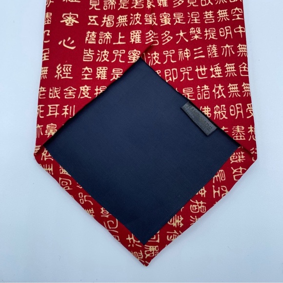 Kai Long Hand Made 100% Silk Tie Red Gold Chinese Characters New Year Good Luck - Picture 4 of 8